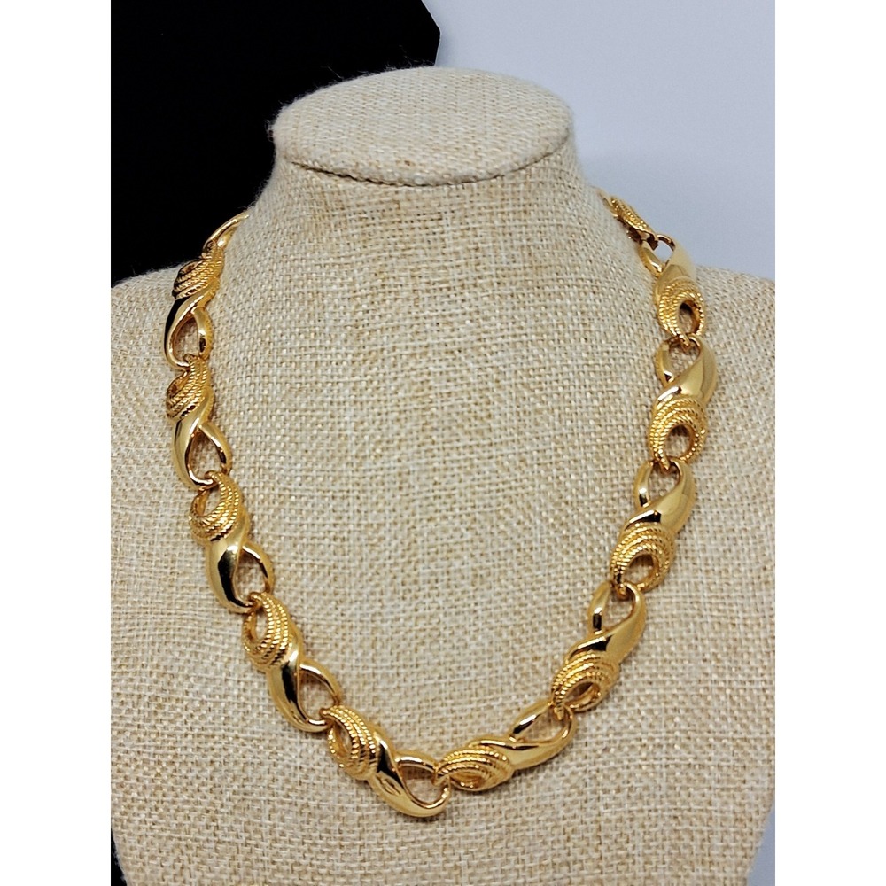 Vintage Gold‎ Tone Chunky Chain Rope Choker Necklace Princess Textured Elevated